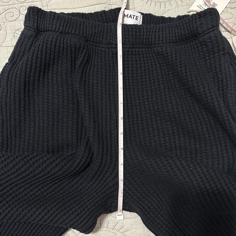 NEW Mate the Label Organic Cotton Waffle Wide Leg Pant Sz Small Black MSRP $148 - Picture 5 of 9